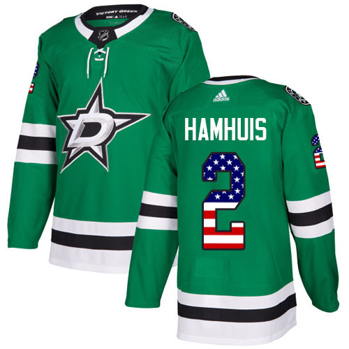 Adidas Stars #2 Dan Hamhuis Green Home Authentic USA Flag Stitched NHL Jersey